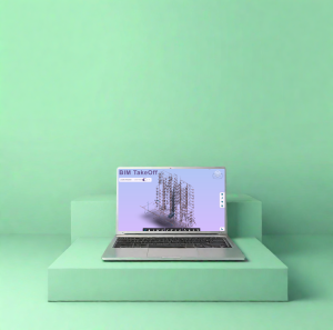 A laptop displaying the BIM TakeOff app.