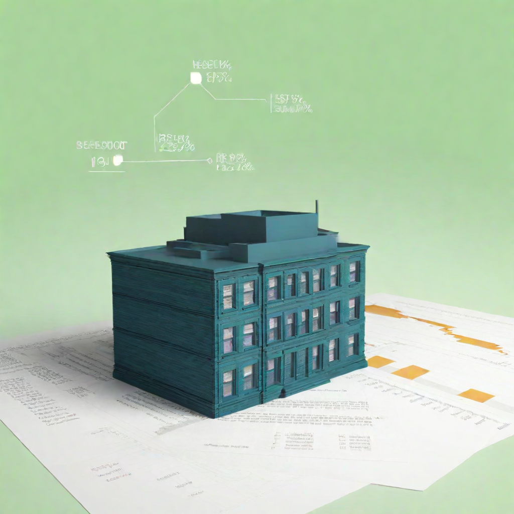 A BIM Model over an financial report suggesting some consistency between the BIM model data and the reports one.