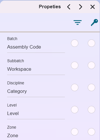 El menú de configuración de lectura de propiedades a partir del cuál se determina la forma en que debe rescatarse la información del modelo.